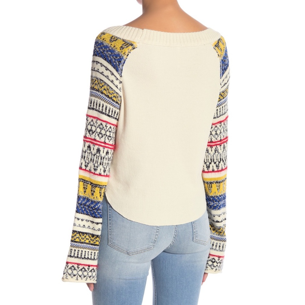 Free People Fairground Striped Sleeve Top XS NWT - Picture 3 of 8